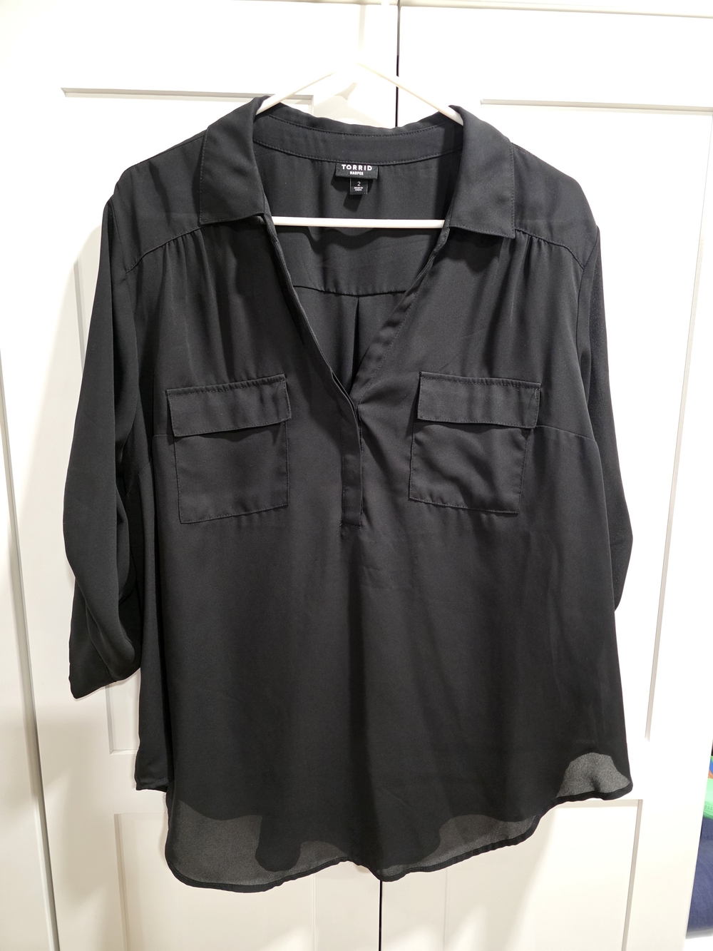 torrid Black Lightweight Utility V-Neck Blouse